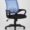 Компьютерное кресло TopChairs Simple офисное голубое в обивке из текстиля с сеткой, механизм качания Top Gun