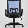 Компьютерное кресло TopChairs Simple офисное голубое в обивке из текстиля с сеткой, механизм качания Top Gun