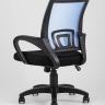 Компьютерное кресло TopChairs Simple офисное голубое в обивке из текстиля с сеткой, механизм качания Top Gun