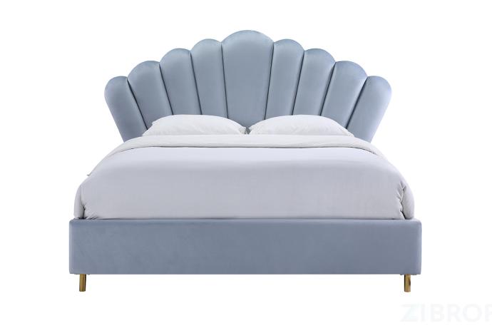 N-BD1913-160 GR Кровать велюр серо-голубой 214*224*141см 