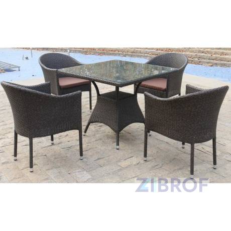 Обеденный комплект плетеной мебели T190B/Y350A-W53 Brown (4+1) 
