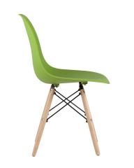 Стул DSW зеленый, литой полипропилен, стальной каркас, массив бука, 4 шт.