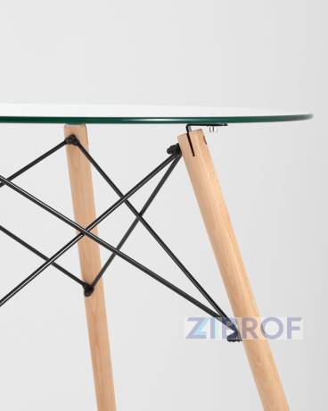 Eames стол стеклянный D80, 2 стула прозрачных 