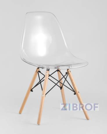 Eames стол стеклянный D80, 2 стула прозрачных 