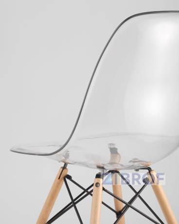 Eames стол стеклянный D80, 2 стула прозрачных 