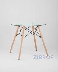 Eames стол стеклянный D80, 3 стула прозрачных