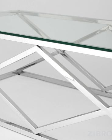 Стол журнальный 120*60 ИНСИГНИЯ серебро, каркас нержавеющая сталь 