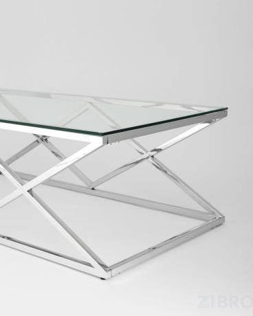 Стол журнальный 120*60 ИНСИГНИЯ серебро, каркас нержавеющая сталь 