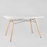 Стол Eames DSW Rectangle белый, каркас дерево и сталь, столешница МДФ 