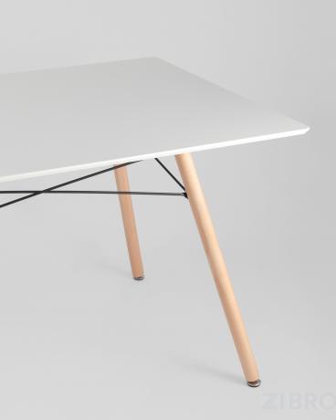 Стол Eames DSW Rectangle белый, каркас дерево и сталь, столешница МДФ 