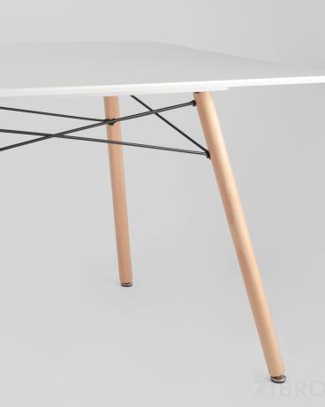 Стол Eames DSW Rectangle белый, каркас дерево и сталь, столешница МДФ 