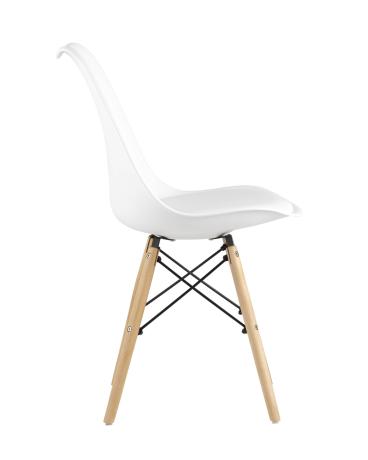 Стул Eames Soft белый обеденный сиденье экокожа ножки из массива бука 