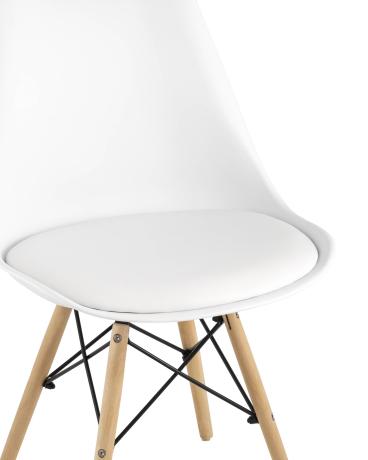 Стул Eames Soft белый обеденный сиденье экокожа ножки из массива бука 