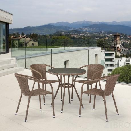 Комплект плетеной мебели T282ANT/Y137C-W56 Light Brown 4Pcs 