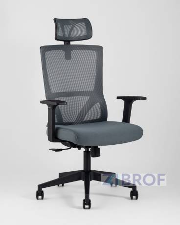 для руководителя TopChairs Local офисное серое обивка сетка ткань крестовина пластик 