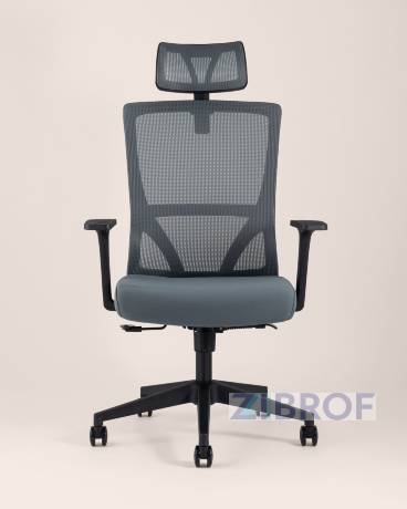 для руководителя TopChairs Local офисное серое обивка сетка ткань крестовина пластик 