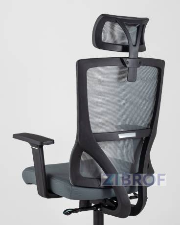 для руководителя TopChairs Local офисное серое обивка сетка ткань крестовина пластик 
