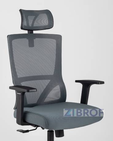 для руководителя TopChairs Local офисное серое обивка сетка ткань крестовина пластик 