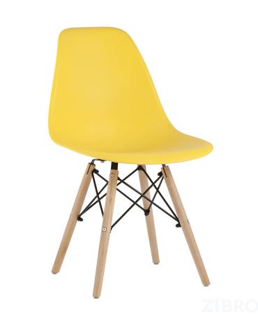 Стул DSW желтый, литой полипропилен, стальной каркас, массив бука, 4 шт. 