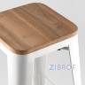 Стул барный Tolix Wood белый матовый, сталь с порошковым покрытием, светлое дерево, металл 