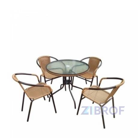 Комплект мебели  Николь-1LB TLH-037С-TLH080RR-D80 Light Beige (4+1) 
