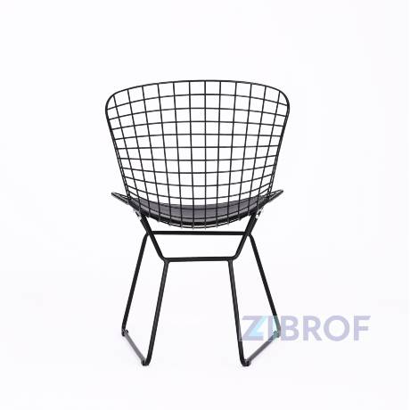 Bertoia металлический черный с черной подушкой из экокожи 