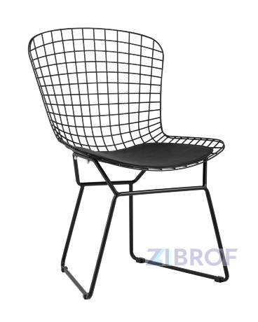 Bertoia металлический черный с черной подушкой из экокожи 