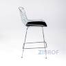 с низкой спинкой Bertoia хромированный металл с черной подушкой из экокожи 