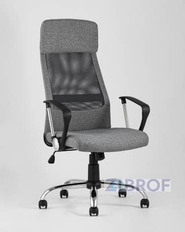 Компьютерное кресло TopChairs Bonus офисное серое в обивке из текстиля и сетки, механизм качания Top Gun пятилучье 