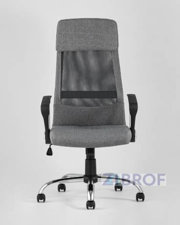 Компьютерное кресло TopChairs Bonus офисное серое в обивке из текстиля и сетки, механизм качания Top Gun пятилучье 