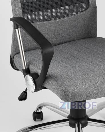 Компьютерное кресло TopChairs Bonus офисное серое в обивке из текстиля и сетки, механизм качания Top Gun пятилучье 