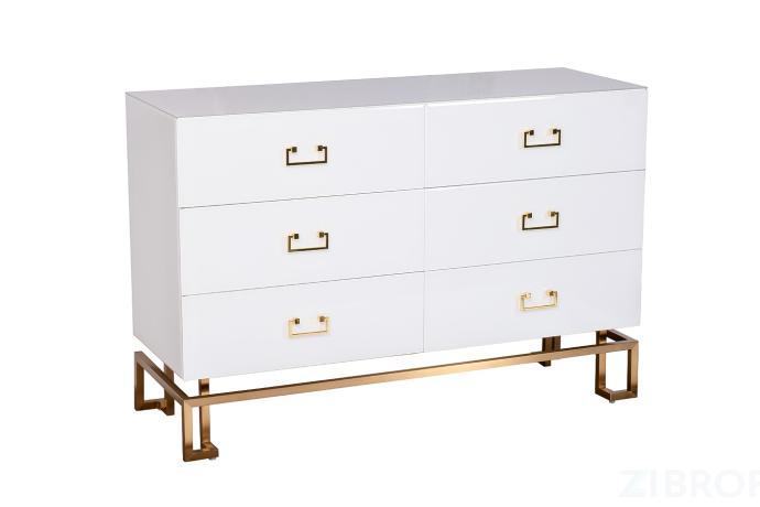 KFG089 Комод 6 ящиков белый/золото 120*42*80см
