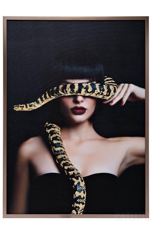 89VOR-GIRL/SNAKE-1 Холст "Девушка со змеей"120х80см,багет латунь, поталь 