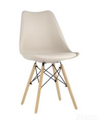 Стул Eames Soft бежевый обеденный сиденье экокожа ножки из массива бука