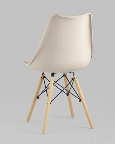 Стул Eames Soft бежевый обеденный сиденье экокожа ножки из массива бука 