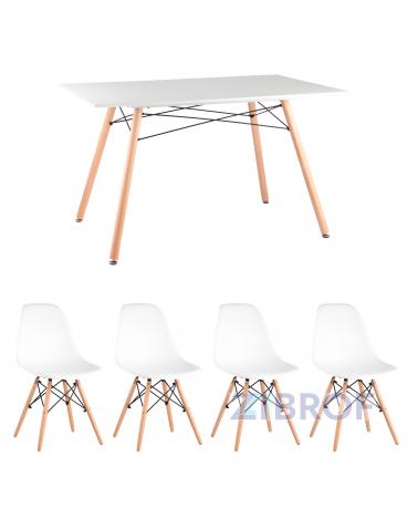 стол Eames 120*80 см, 4 белых стула