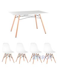стол Eames 120*80 см, 4 белых стула