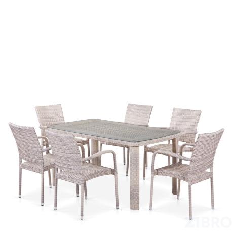 Комплект плетеной мебели T51A/Y376-W85-150x85 6Pcs Latte 