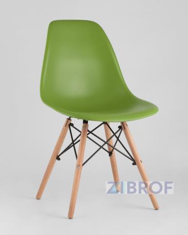 Стул Style DSW зеленый, литой полипропилен, стальной каркас, натуральный массив бука