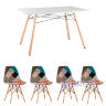 стол Eames 120*80 см, стулья Eames в тканевой обивке пэчворк