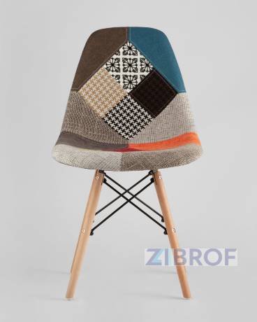 стол Eames 120*80 см, стулья Eames в тканевой обивке пэчворк