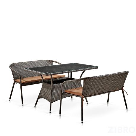 Обеденный комплект плетеной мебели с диванами T198D/S139B-W53 Brown 