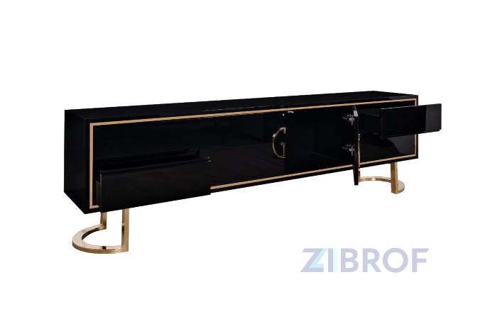 Тумба под телевизор D'Oro Garda Decor черная с золотом 