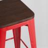 Стул барный Tolix WOOD красный глянцевый, металл с порошковым покрытием, светлое дерево, металл 
