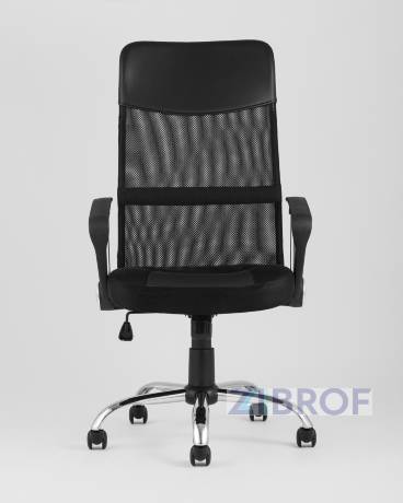 Компьютерное кресло TopChairs Benefit офисное черное, обивка из сочетания экокожи, сетки и текстиля, механизм качания пятилучье 