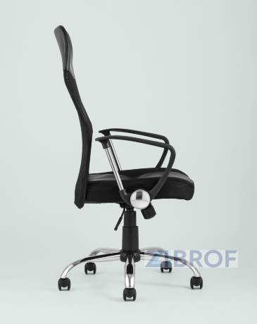 Компьютерное кресло TopChairs Benefit офисное черное, обивка из сочетания экокожи, сетки и текстиля, механизм качания пятилучье 