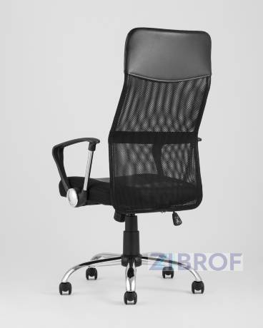 Компьютерное кресло TopChairs Benefit офисное черное, обивка из сочетания экокожи, сетки и текстиля, механизм качания пятилучье 