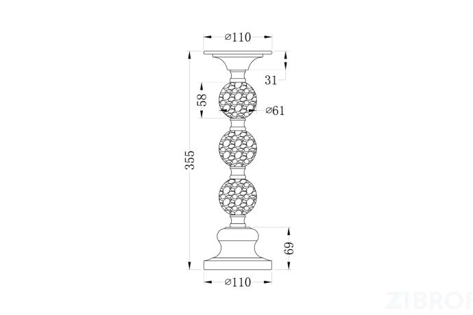 22-86642L Подсвечник никелированный d11*32см 
