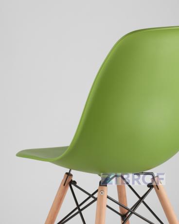 Стул DSW зеленый, литой полипропилен, стальной каркас, массив бука