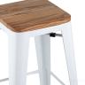 Стул барный Tolix WOOD белый глянцевый, металл с порошковым покрытием, светлое дерево, металл